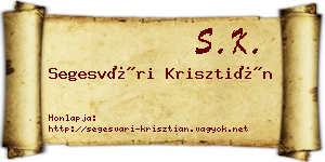 Segesvári Krisztián névjegykártya